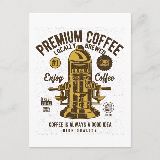 Premium Coffee Vintag Barista Postkarte (Vorderseite)