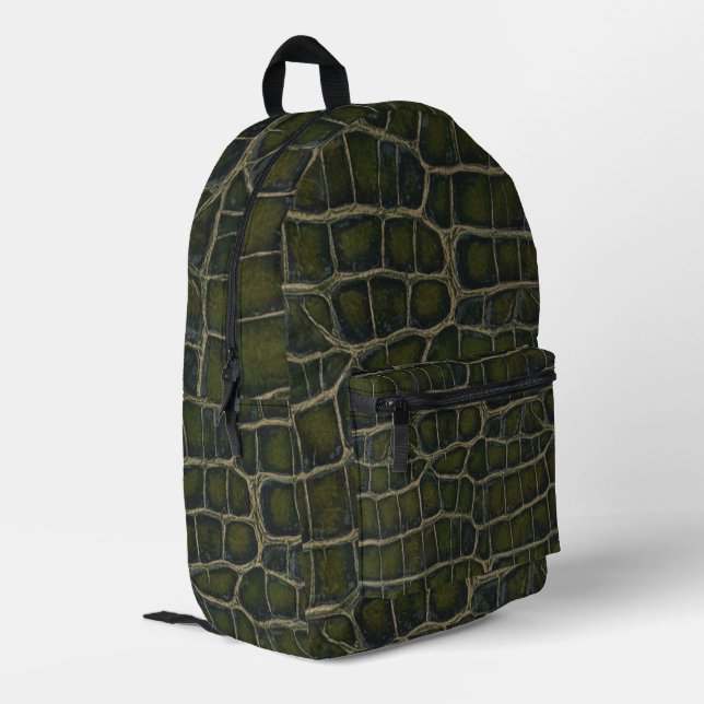 Premium Crocodile Texture Pattern Bedruckter Rucksack (Rückseitige Ecke links)