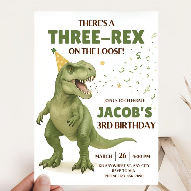 Premium Dinosaur Anniversaire Invitation Garçon Tr (Créateur téléchargé)