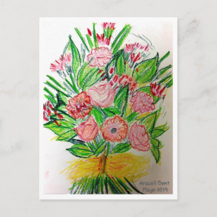 Premium eingewickelte Leinwand (Glanz) Gerbera Postkarte