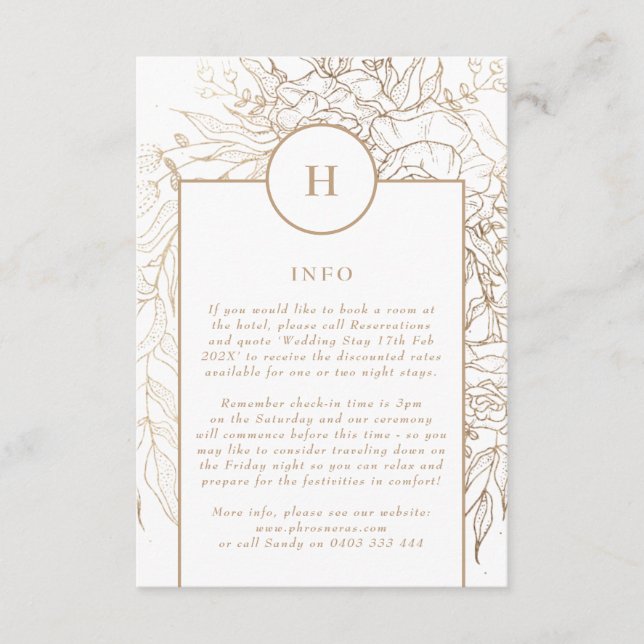 Premium Elegant Gold Monogram Wreath Wedding Begleitkarte (Vorderseite)
