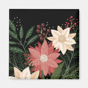 Premium Elegante Poinsettia Holiday Watercolor Magnet