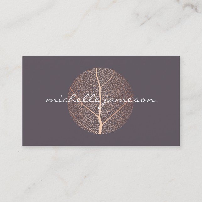 Premium Elegante Rose Gold Leaf Logo Visitenkarte (Vorderseite)