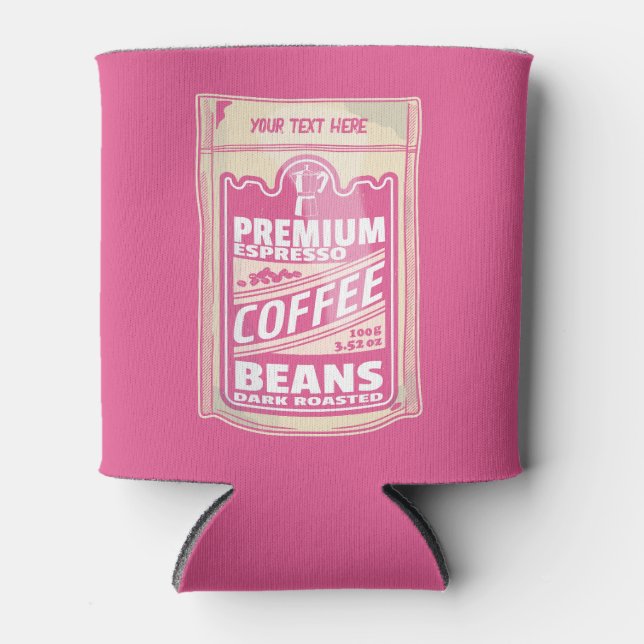 Premium Espresso Kaffeebohnen Rosa Pop Kunst Dosenkühler (Vorderseite)