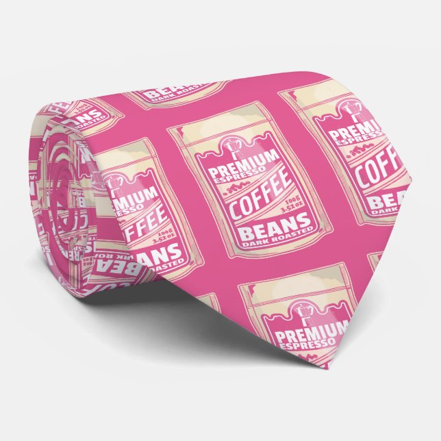 Premium Espresso Kaffeebohnen Rosa Pop Kunst Krawatte (Gerollt)