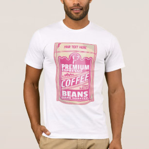 Premium Espresso Kaffeebohnen Rosa Pop Kunst T-Shirt