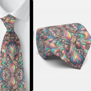 Premium-Faux-Holografie-Opal-Paisley-Schlips Krawatte