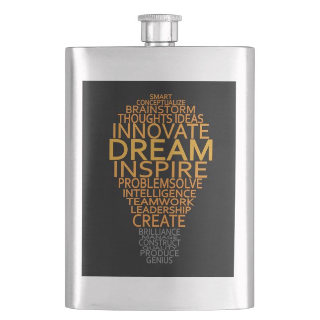 Premium-Flasche mit Inspirationslampe Flachmann (Vorderseite)