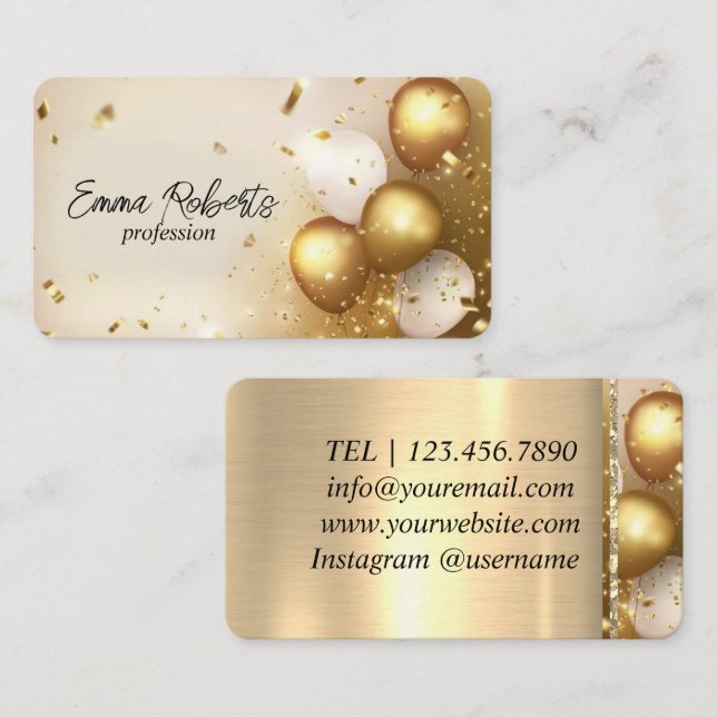 Premium Golden Balloons Luxus Visitenkarte (Vorne/Hinten)