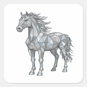 Premium Grau LOW POLY HORSE Sticker Design
