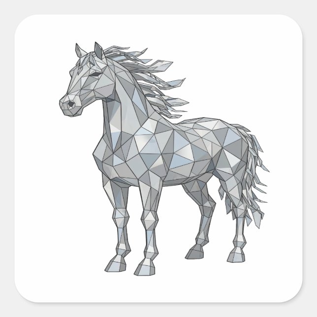 Premium Grau LOW POLY HORSE Sticker Design (Vorderseite)