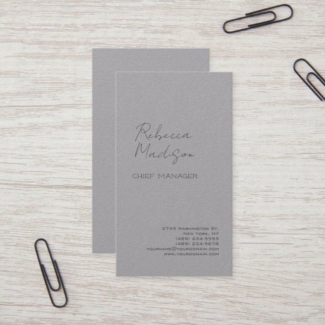 Premium Grau Modernes Minimalistisches handgeschri Visitenkarte (Vorderseite/Rückseite Beispiel)