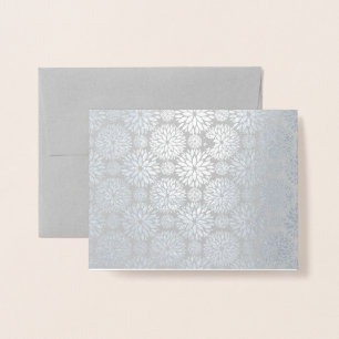 Premium Grau + Silver Foil Blume Muster Folienkarte