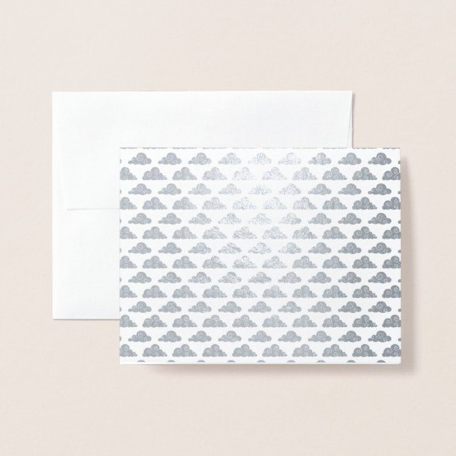 Premium Grau + Silver Foil Cloud Pattern Folienkarte (Vorderseite mit Umschlag)