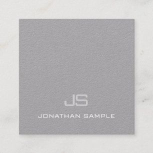 Premium Gray Schlicht Creative Modern Monogram Lux Quadratische Visitenkarte