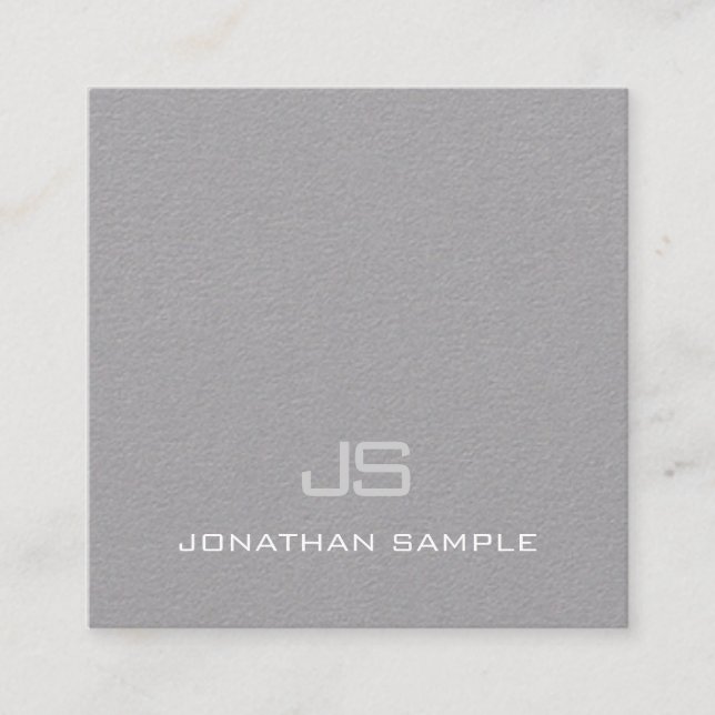 Premium Gray Schlicht Creative Modern Monogram Lux Quadratische Visitenkarte (Vorderseite)