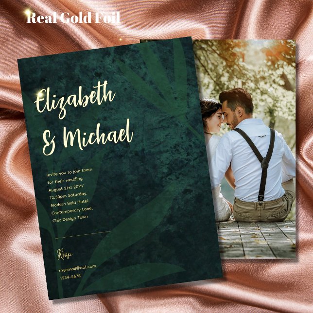 Premium Green Gold Foil FOTO Hochzeit Folieneinladung (Von Creator hochgeladen)