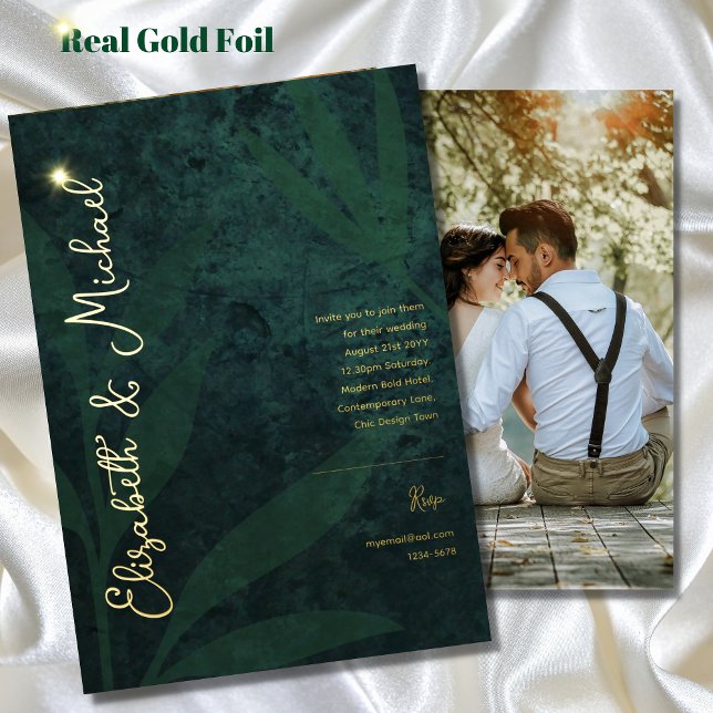 Premium Green Gold Foil FOTO Hochzeit Folieneinladung (Von Creator hochgeladen)