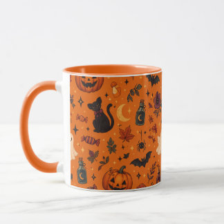 Premium-Halloween-Tasse – Cozy Kürbisse, Geister, Tasse
