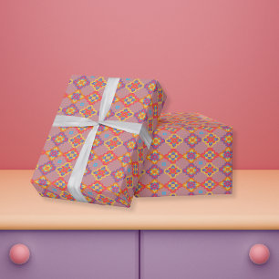 Premium indianisch-amerikanisches geometrisches Bl Geschenkpapier