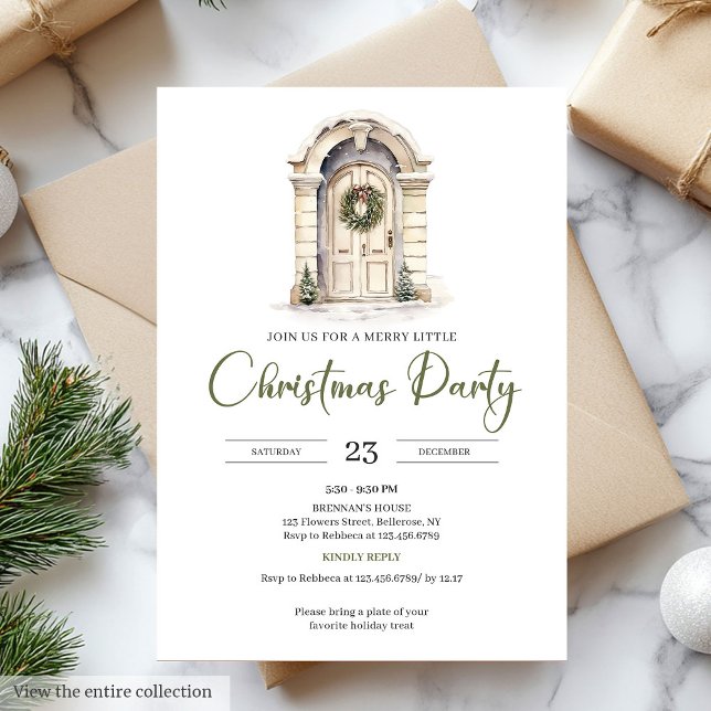 Premium Ivory Scandinavian Earthy Christmas Party Einladung (Premium Ivory Scandinavian Earthy Christmas Party)