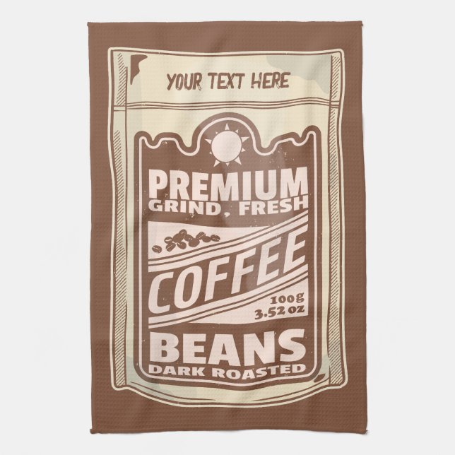 Premium Kaffeebohnen Plakat-Café Barista Geschirrtuch (Vertikal)