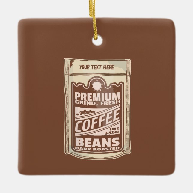 Premium Kaffeebohnen Plakat-Café Barista Keramikornament (Vorderseite)
