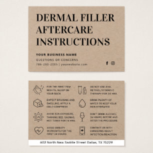 Premium Kraft Dermal Filler Aftercare Advisor Card