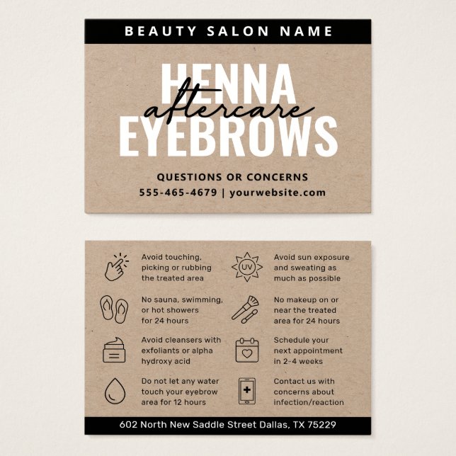 Premium Kraft Eyebrow Tint Henna Brows Aftercare (Devant & derrière)