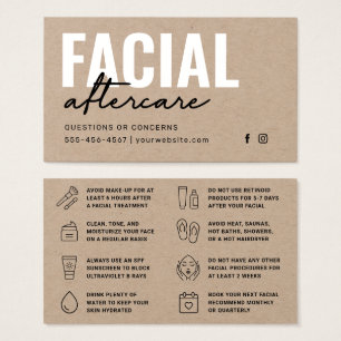 Premium Kraft Facial Aftercare Instructions Card