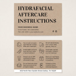 Premium Kraft HydraFacial Aftercare Advice Card