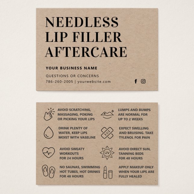Premium Kraft-Nadeln-Lippen-Förderkarte (Vorne & Hinten)