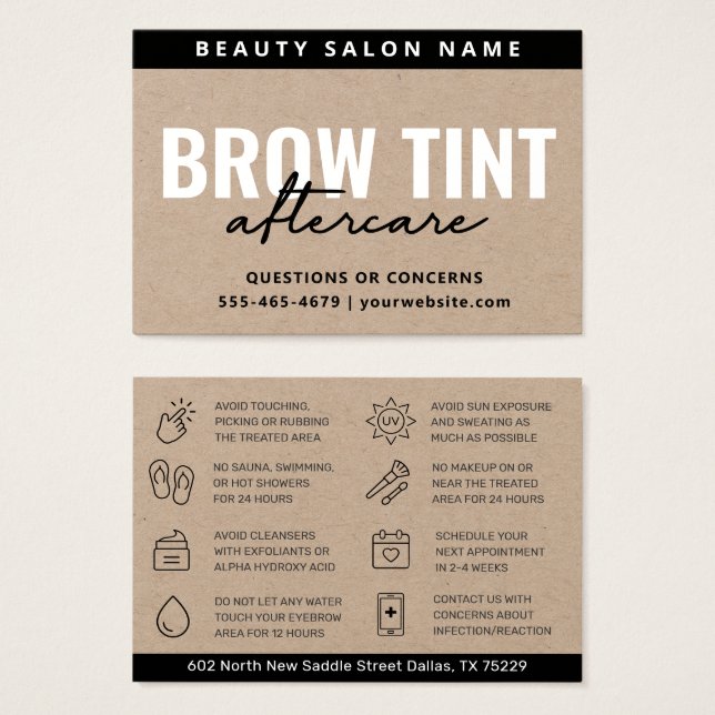 Premium Kraft Öko Eyebrow Tint Aftercare Card (Vorne & Hinten)