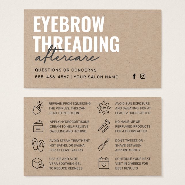 Premium Kraft Simple Eyebrow Threading Aftercare  (Devant & derrière)