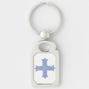 Premium Lapis Blau Koptisches Kreuz Kunst Schlüsselanhänger