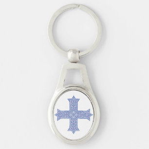 Premium Lapis Blau Koptisches Kreuz Kunst Schlüsselanhänger