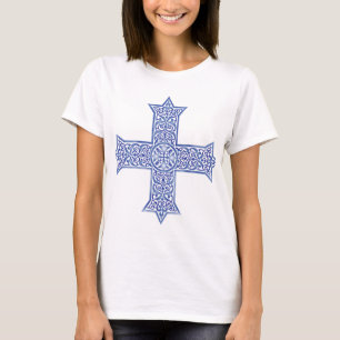 Premium Lapis Blau Koptisches Kreuz Kunst T-Shirt