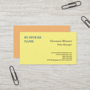 Premium-Leinen Gelb Minimalistisch Modern Einfach Visitenkarte