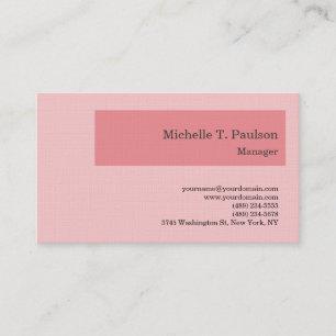 Premium-Leinen Minimalistisch Modernes Rosa Visitenkarte