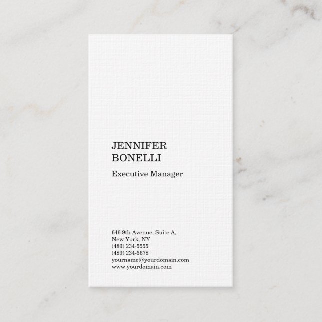 Premium Leinen schlicht minimalistisch modern und  Visitenkarte (Vorderseite)