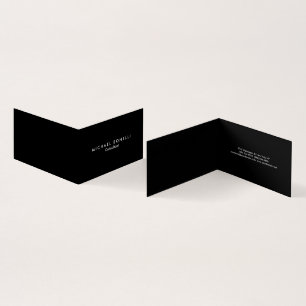 Premium Leinen Schwarz Weiß Minimalistisch Gefalte Visitenkarten
