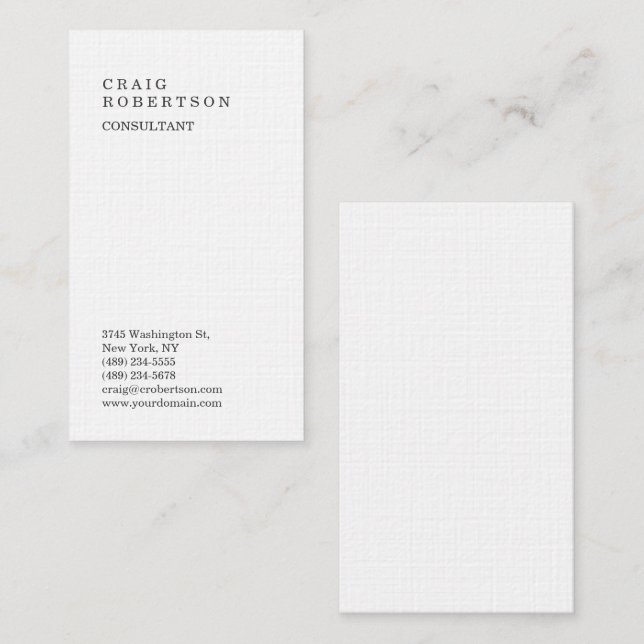 Premium-Linen Minimalistisch Schlicht Modernität Visitenkarte (Vorne/Hinten)