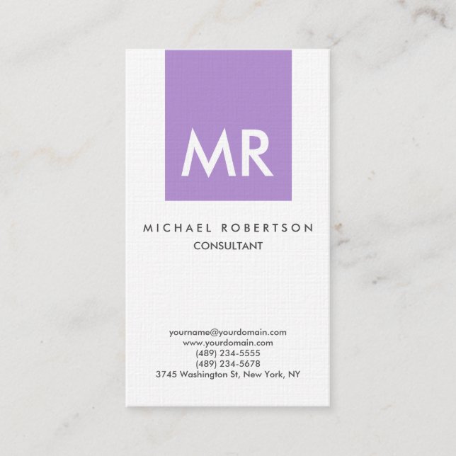 Premium Linen Monogram elegant einzigartig Visitenkarte (Vorderseite)