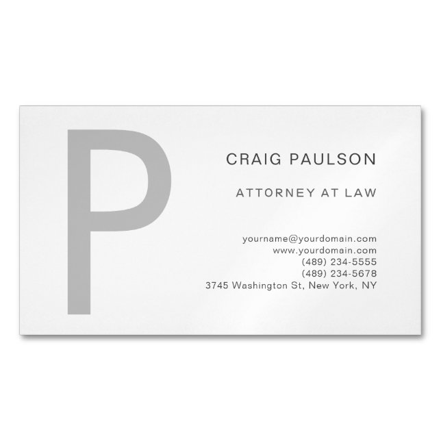 Premium Linen Monogram Rechtsanwalt in Law Modern Magnetische Visitenkarte (Vorderseite)