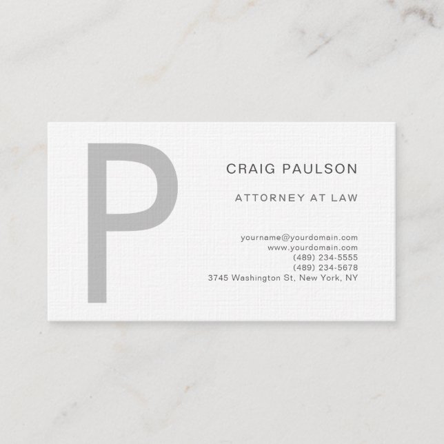 Premium Linen Monogram Rechtsanwalt in Law Modern Visitenkarte (Vorderseite)