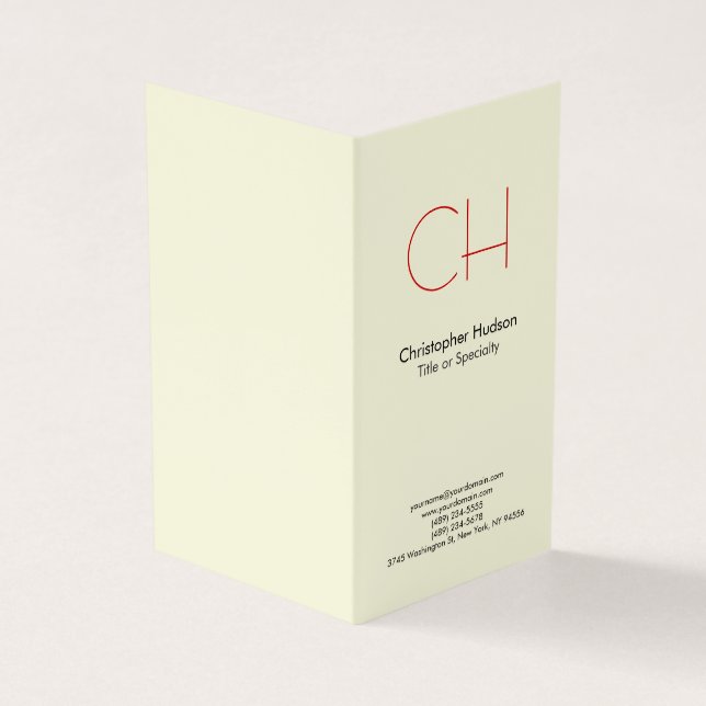 Premium Linen Red Trendy Moderne Monogram Visitenkarten (Vorderseite)