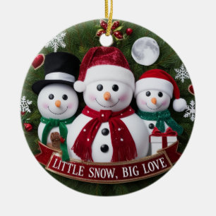 Premium-Luxus-Schneemann-Familien-Weihnachtskranz Keramik Ornament
