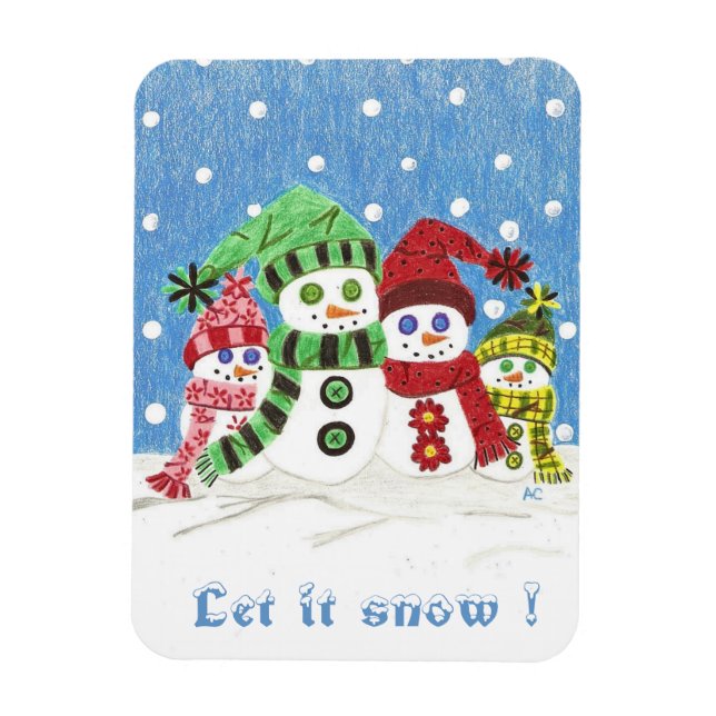Premium-Magnet der Familie Snowmen Magnet (Vertikal)