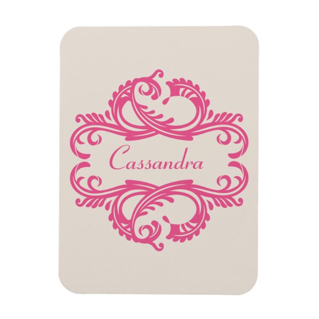 Premium Magnet für rosa Chic Damask (Vertikal)