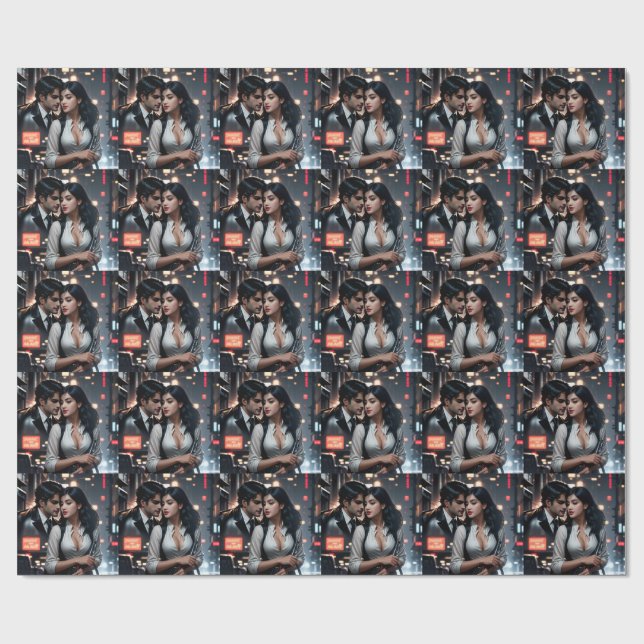 Premium Matt Wrapping Paper - farbenfrohe 3D Digit Geschenkpapier (Flach)